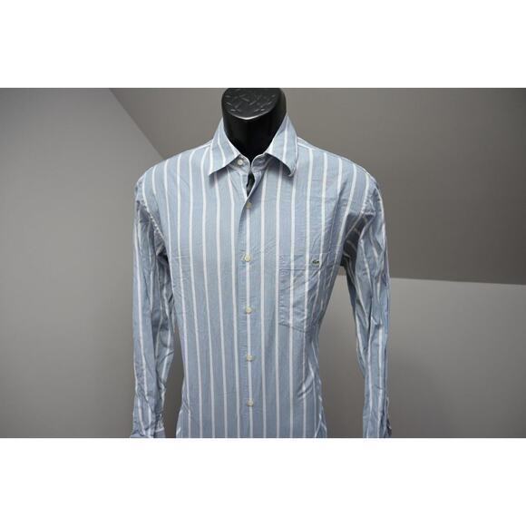 Lacoste Dress Shirt Alligator Striped Long Sleeve Mens Size EUR 40 US Medium - Picture 2 of 9